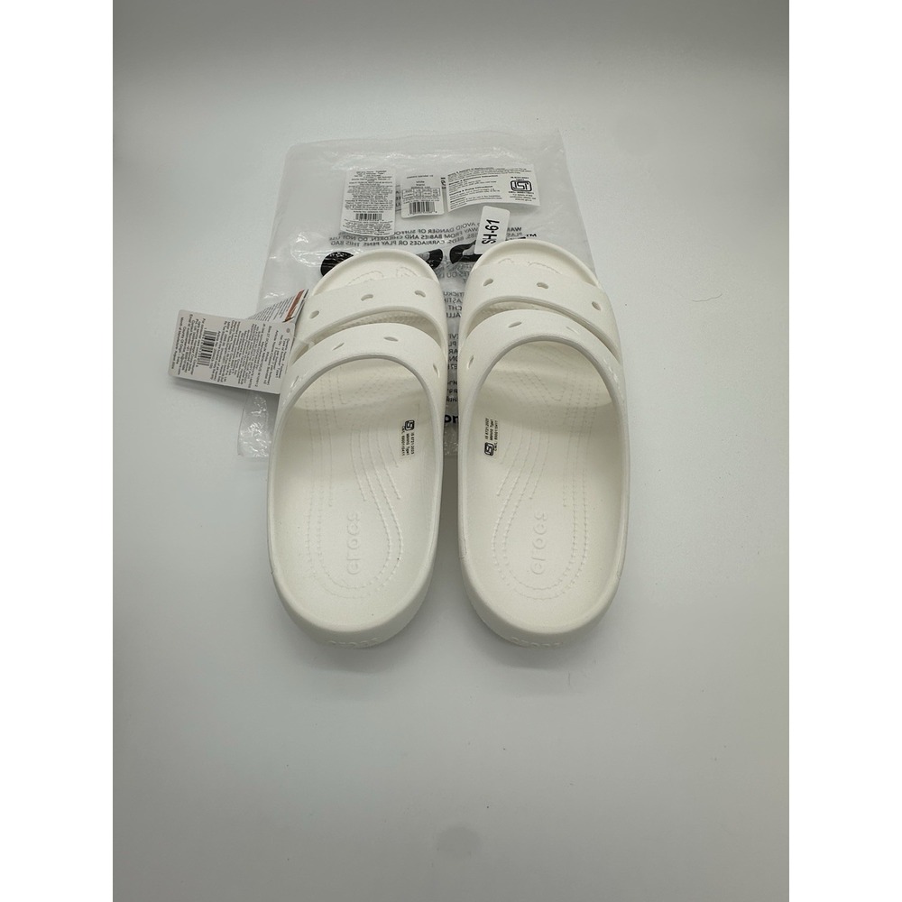 Crocs Classic Sandal V2 White M9 W11 Two Strap Slides 209403-100 New